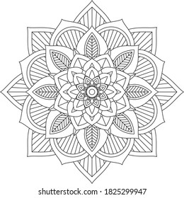 Easy Mandala coloring book simple and basic for beginners, seniors and children. Set of Mehndi flower pattern for Henna drawing and tattoo. Decoration in ethnic oriental, Indian style.