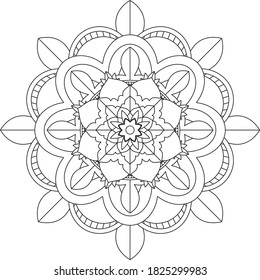 Easy Mandala coloring book simple and basic for beginners, seniors and children. Set of Mehndi flower pattern for Henna drawing and tattoo. Decoration in ethnic oriental, Indian style.