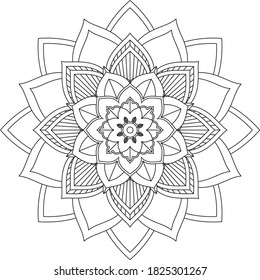 Easy Mandala coloring book simple and basic for beginners, seniors and children. Set of Mehndi flower pattern for Henna drawing and tattoo. Decoration in ethnic oriental, Indian style.