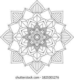 Easy Mandala coloring book simple and basic for beginners, seniors and children. Set of Mehndi flower pattern for Henna drawing and tattoo. Decoration in ethnic oriental, Indian style.