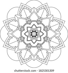 Easy Mandala coloring book simple and basic for beginners, seniors and children. Set of Mehndi flower pattern for Henna drawing and tattoo. Decoration in ethnic oriental, Indian style.
