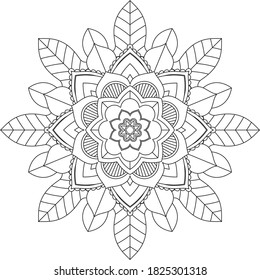 Einfach Mandala Farbbuch einfach und einfach für Anfänger, Senioren und Kinder. Set von Mehndi Blumenmuster für Henna Zeichnung und Tattoo. Dekoration im orientalischen, indischen Stil.