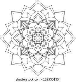 Easy Mandala coloring book simple and basic for beginners, seniors and children. Set of Mehndi flower pattern for Henna drawing and tattoo. Decoration in ethnic oriental, Indian style.