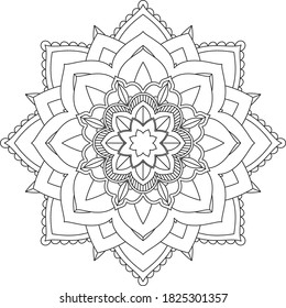 Easy Mandala coloring book simple and basic for beginners, seniors and children. Set of Mehndi flower pattern for Henna drawing and tattoo. Decoration in ethnic oriental, Indian style.