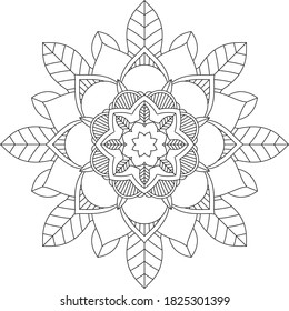 Easy Mandala coloring book simple and basic for beginners, seniors and children. Set of Mehndi flower pattern for Henna drawing and tattoo. Decoration in ethnic oriental, Indian style.