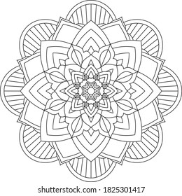 Easy Mandala coloring book simple and basic for beginners, seniors and children. Set of Mehndi flower pattern for Henna drawing and tattoo. Decoration in ethnic oriental, Indian style.