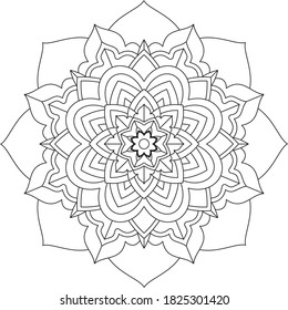 Easy Mandala coloring book simple and basic for beginners, seniors and children. Set of Mehndi flower pattern for Henna drawing and tattoo. Decoration in ethnic oriental, Indian style.