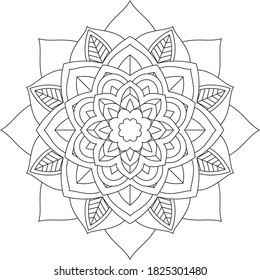 Easy Mandala coloring book simple and basic for beginners, seniors and children. Set of Mehndi flower pattern for Henna drawing and tattoo. Decoration in ethnic oriental, Indian style.