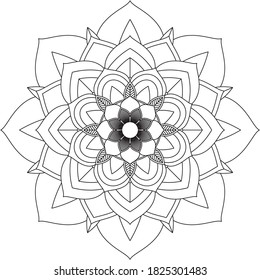 Easy Mandala coloring book simple and basic for beginners, seniors and children. Set of Mehndi flower pattern for Henna drawing and tattoo. Decoration in ethnic oriental, Indian style.