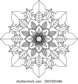 Un libro sencillo y sencillo para principiantes, adultos mayores y niños. Conjunto de motivos florales de Mehndi para el dibujo y tatuaje de Henna. Decoración de estilo étnico oriental, indio.