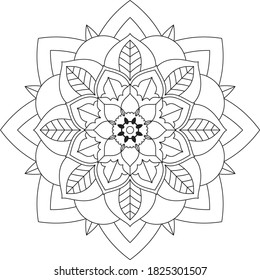 Easy Mandala coloring book simple and basic for beginners, seniors and children. Set of Mehndi flower pattern for Henna drawing and tattoo. Decoration in ethnic oriental, Indian style.
