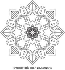 Easy Mandala coloring book simple and basic for beginners, seniors and children. Set of Mehndi flower pattern for Henna drawing and tattoo. Decoration in ethnic oriental, Indian style.