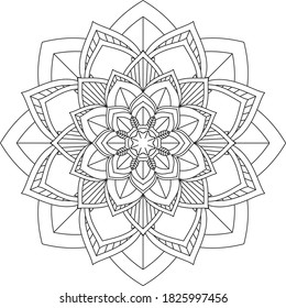 Easy Mandala coloring book simple and basic for beginners, seniors and children. Set of Mehndi flower pattern for Henna drawing and tattoo. Decoration in ethnic oriental, Indian style.