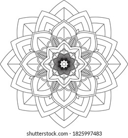 Easy Mandala coloring book simple and basic for beginners, seniors and children. Set of Mehndi flower pattern for Henna drawing and tattoo. Decoration in ethnic oriental, Indian style.