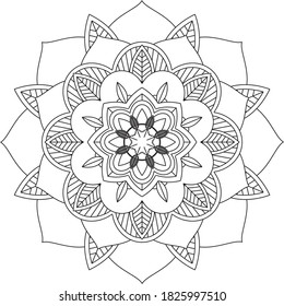 Easy Mandala coloring book simple and basic for beginners, seniors and children. Set of Mehndi flower pattern for Henna drawing and tattoo. Decoration in ethnic oriental, Indian style.