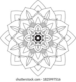 Easy Mandala coloring book simple and basic for beginners, seniors and children. Set of Mehndi flower pattern for Henna drawing and tattoo. Decoration in ethnic oriental, Indian style.