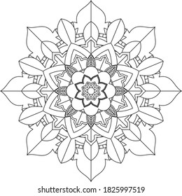 Easy Mandala coloring book simple and basic for beginners, seniors and children. Set of Mehndi flower pattern for Henna drawing and tattoo. Decoration in ethnic oriental, Indian style.