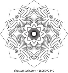 Easy Mandala coloring book simple and basic for beginners, seniors and children. Set of Mehndi flower pattern for Henna drawing and tattoo. Decoration in ethnic oriental, Indian style.