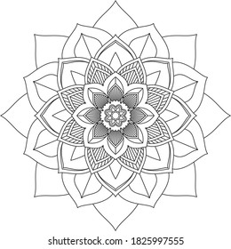 Easy Mandala coloring book simple and basic for beginners, seniors and children. Set of Mehndi flower pattern for Henna drawing and tattoo. Decoration in ethnic oriental, Indian style.