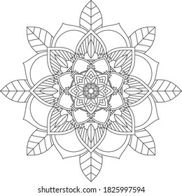 Easy Mandala coloring book simple and basic for beginners, seniors and children. Set of Mehndi flower pattern for Henna drawing and tattoo. Decoration in ethnic oriental, Indian style.