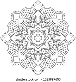 Easy Mandala coloring book simple and basic for beginners, seniors and children. Set of Mehndi flower pattern for Henna drawing and tattoo. Decoration in ethnic oriental, Indian style.
