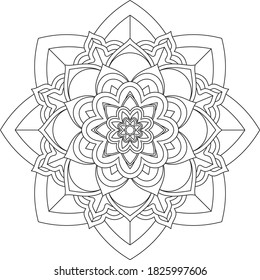 Easy Mandala coloring book simple and basic for beginners, seniors and children. Set of Mehndi flower pattern for Henna drawing and tattoo. Decoration in ethnic oriental, Indian style.