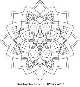 Easy Mandala coloring book simple and basic for beginners, seniors and children. Set of Mehndi flower pattern for Henna drawing and tattoo. Decoration in ethnic oriental, Indian style.