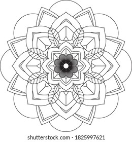 Easy Mandala coloring book simple and basic for beginners, seniors and children. Set of Mehndi flower pattern for Henna drawing and tattoo. Decoration in ethnic oriental, Indian style.