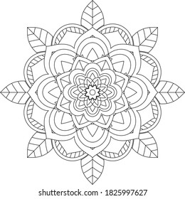 Easy Mandala coloring book simple and basic for beginners, seniors and children. Set of Mehndi flower pattern for Henna drawing and tattoo. Decoration in ethnic oriental, Indian style.