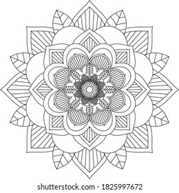 Easy Mandala coloring book simple and basic for beginners, seniors and children. Set of Mehndi flower pattern for Henna drawing and tattoo. Decoration in ethnic oriental, Indian style.