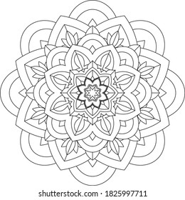 Easy Mandala coloring book simple and basic for beginners, seniors and children. Set of Mehndi flower pattern for Henna drawing and tattoo. Decoration in ethnic oriental, Indian style.