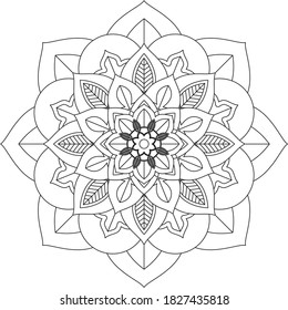 Easy Mandala coloring book simple and basic for beginners, seniors and children. Set of Mehndi flower pattern for Henna drawing and tattoo. Decoration in ethnic oriental, Indian style.