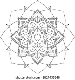 Easy Mandala coloring book simple and basic for beginners, seniors and children. Set of Mehndi flower pattern for Henna drawing and tattoo. Decoration in ethnic oriental, Indian style.