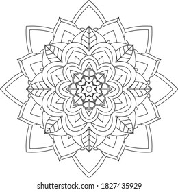 Easy Mandala coloring book simple and basic for beginners, seniors and children. Set of Mehndi flower pattern for Henna drawing and tattoo. Decoration in ethnic oriental, Indian style.