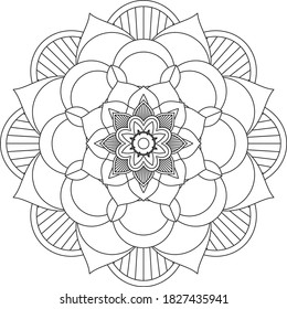 Easy Mandala coloring book simple and basic for beginners, seniors and children. Set of Mehndi flower pattern for Henna drawing and tattoo. Decoration in ethnic oriental, Indian style.