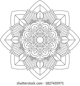 Easy Mandala coloring book simple and basic for beginners, seniors and children. Set of Mehndi flower pattern for Henna drawing and tattoo. Decoration in ethnic oriental, Indian style.