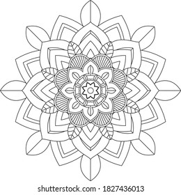 Easy Mandala coloring book simple and basic for beginners, seniors and children. Set of Mehndi flower pattern for Henna drawing and tattoo. Decoration in ethnic oriental, Indian style.