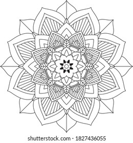 Easy Mandala coloring book simple and basic for beginners, seniors and children. Set of Mehndi flower pattern for Henna drawing and tattoo. Decoration in ethnic oriental, Indian style.