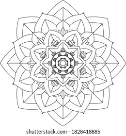 Easy Mandala coloring book simple and basic for beginners, seniors and children. Set of Mehndi flower pattern for Henna drawing and tattoo. Decoration in ethnic oriental, Indian style.
