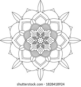 Easy Mandala coloring book simple and basic for beginners, seniors and children. Set of Mehndi flower pattern for Henna drawing and tattoo. Decoration in ethnic oriental, Indian style.