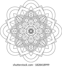 Easy Mandala coloring book simple and basic for beginners, seniors and children. Set of Mehndi flower pattern for Henna drawing and tattoo. Decoration in ethnic oriental, Indian style.