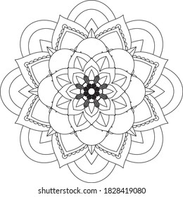 Easy Mandala coloring book simple and basic for beginners, seniors and children. Set of Mehndi flower pattern for Henna drawing and tattoo. Decoration in ethnic oriental, Indian style.