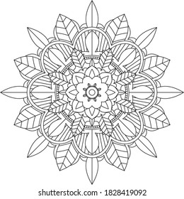 Easy Mandala coloring book simple and basic for beginners, seniors and children. Set of Mehndi flower pattern for Henna drawing and tattoo. Decoration in ethnic oriental, Indian style.