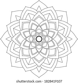 Easy Mandala coloring book simple and basic for beginners, seniors and children. Set of Mehndi flower pattern for Henna drawing and tattoo. Decoration in ethnic oriental, Indian style.