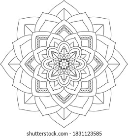 Un libro sencillo y sencillo para principiantes, adultos mayores y niños. Conjunto de motivos florales de Mehndi para el dibujo y tatuaje de Henna. Decoración de estilo étnico oriental, indio.