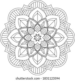 Einfach Mandala Farbbuch einfach und einfach für Anfänger, Senioren und Kinder. Set von Mehndi Blumenmuster für Henna Zeichnung und Tattoo. Dekoration im orientalischen, indischen Stil.