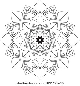 Einfach Mandala Farbbuch einfach und einfach für Anfänger, Senioren und Kinder. Set von Mehndi Blumenmuster für Henna Zeichnung und Tattoo. Dekoration im orientalischen, indischen Stil.