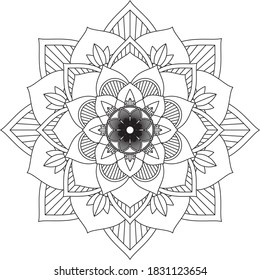 Easy Mandala coloring book simple and basic for beginners, seniors and children. Set of Mehndi flower pattern for Henna drawing and tattoo. Decoration in ethnic oriental, Indian style.