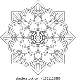 Un libro sencillo y sencillo para principiantes, adultos mayores y niños. Conjunto de motivos florales de Mehndi para el dibujo y tatuaje de Henna. Decoración de estilo étnico oriental, indio.