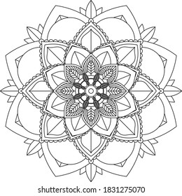 Un libro sencillo y sencillo para principiantes, adultos mayores y niños. Conjunto de motivos florales de Mehndi para el dibujo y tatuaje de Henna. Decoración de estilo étnico oriental, indio.